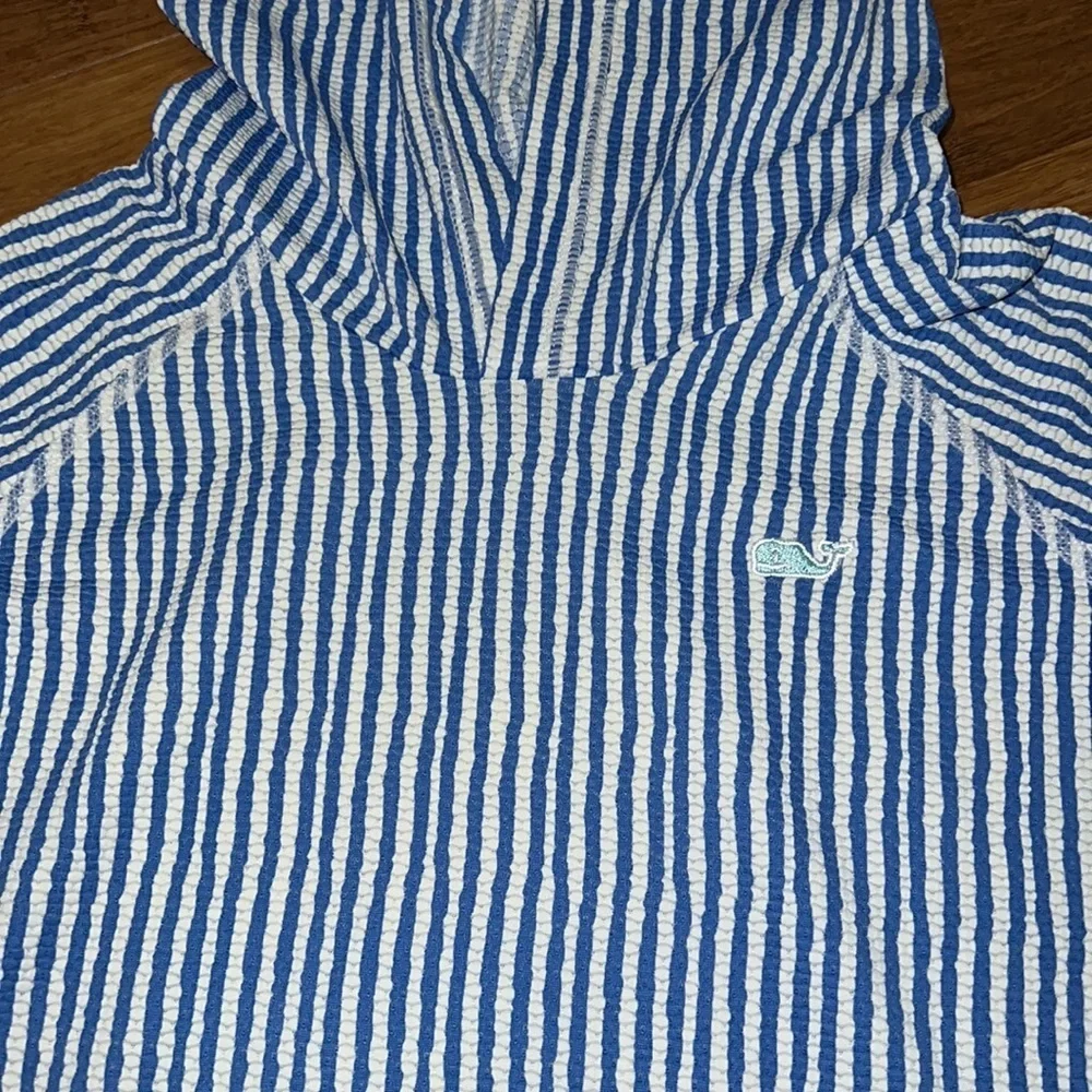 Vineyard Vines GIrls Bimini Blue Hooded Rash guard size large (10-12) EUC